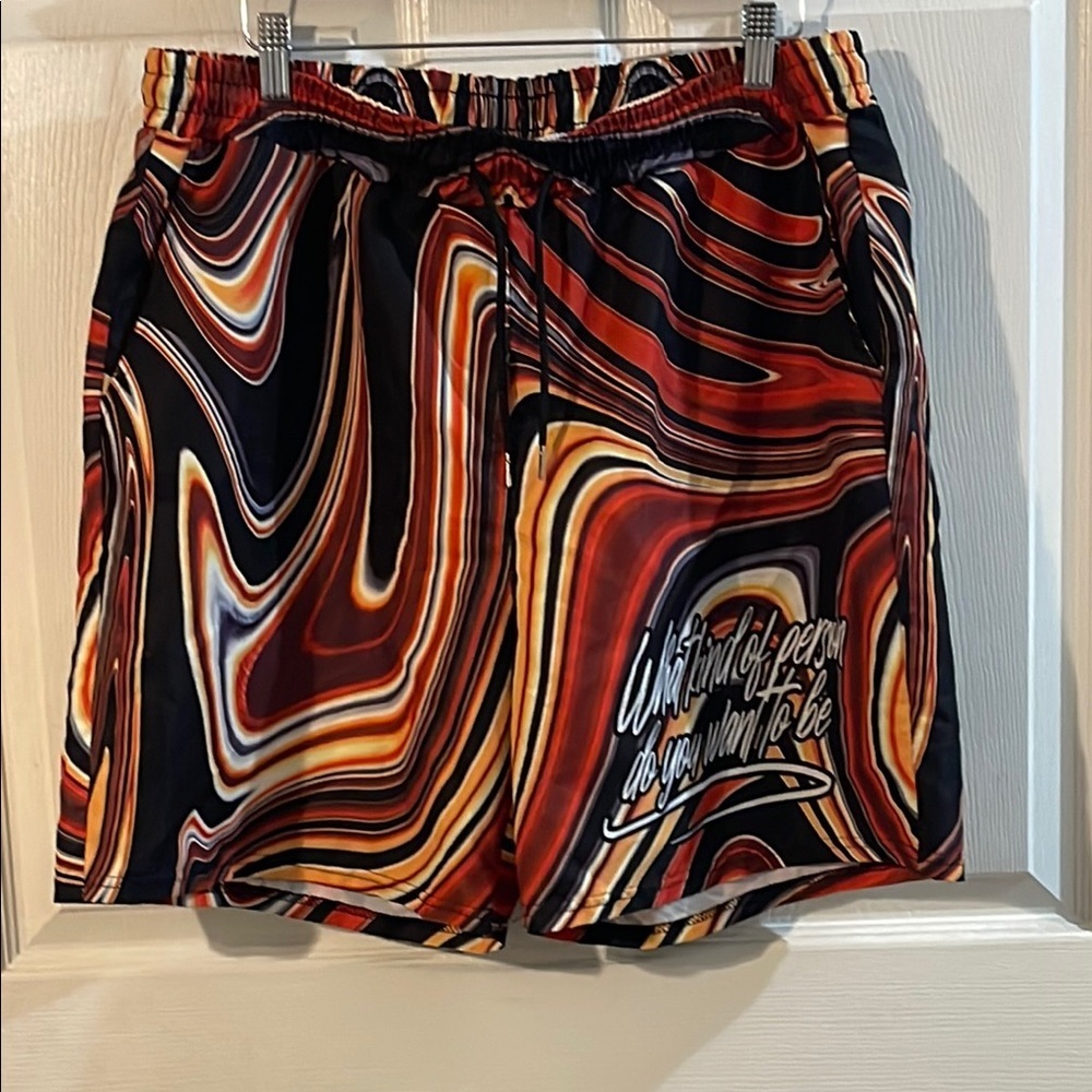 ROMWE Men's Vivid Swirl Athletic Shorts